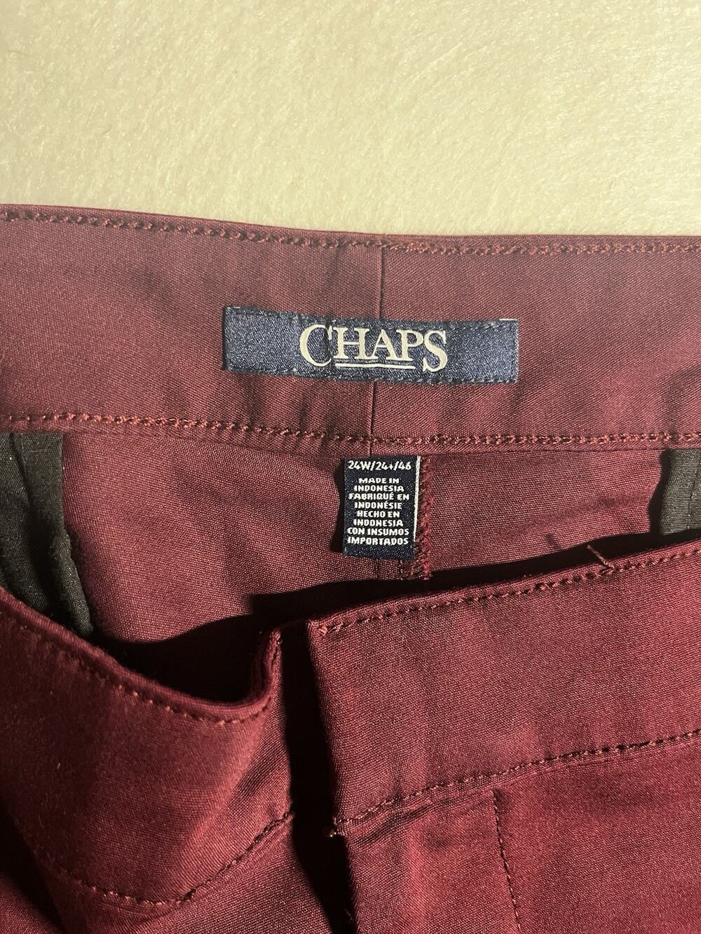 Chaps Women’s 24W Burgundy Dress Pants Straight Leg Career Work Trousers